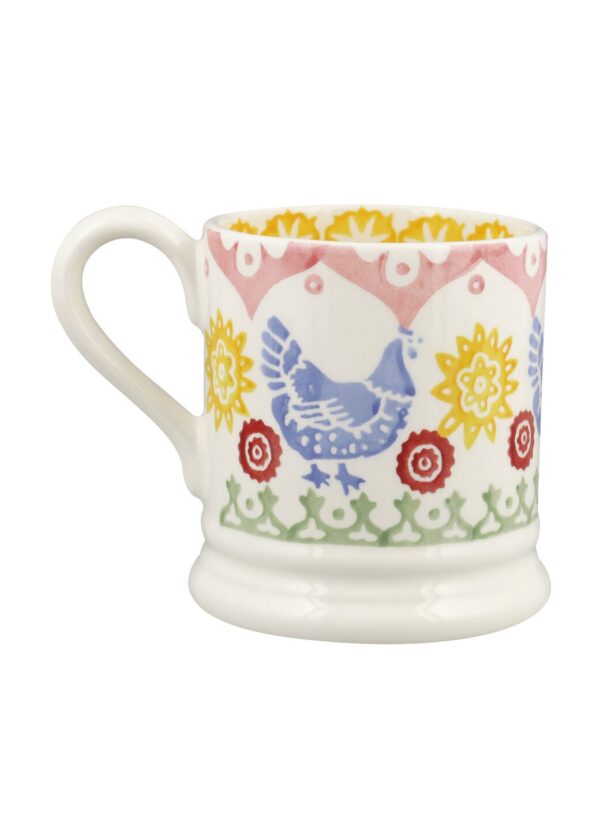 Hen & Border 1/2 Pint Mug - Unique Handmade & Handpainted English Earthenware Tea/Coffee Mug  | Emma Bridgewater - Image 4