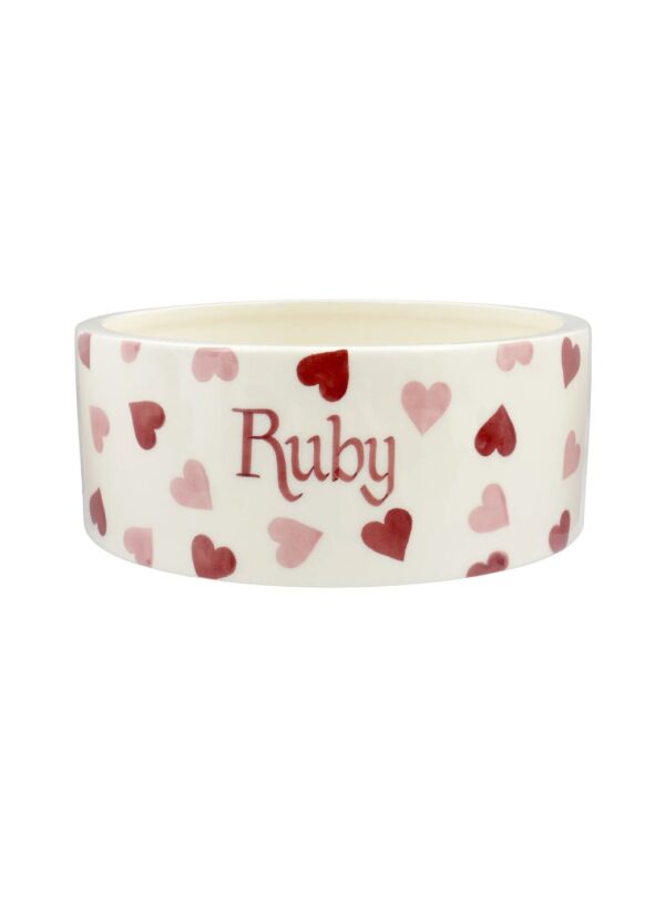 Personalised Pink Hearts Large Pet Bowl  - Customise Your Own Pottery  | Emma Bridgewater