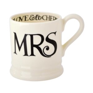 Emma Bridgewater | Seconds Black Toast Mrs 1/2 Pint Mug - Unique Handmade & Handpainted English Earthenware Tea/Coffee Mug