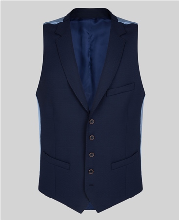 Magee 1866 Navy Micro Design 3-Piece Tailored Fit Waistcoat - 36R