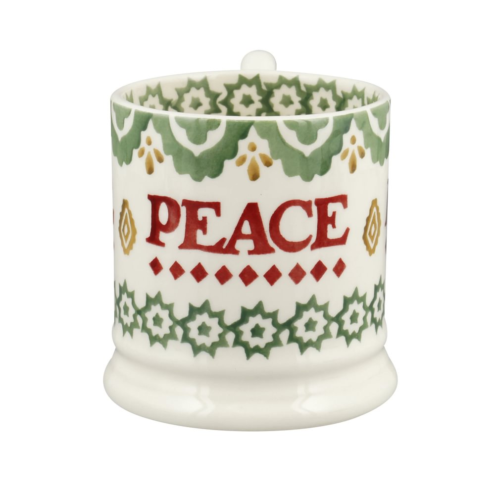 Seconds Christmas Joy Peace 1/2 Pint Mug - Unique Handmade & Handpainted English Earthenware Tea/Coffee Mug | Emma Bridgewater - Christmas Tableware - Image 4
