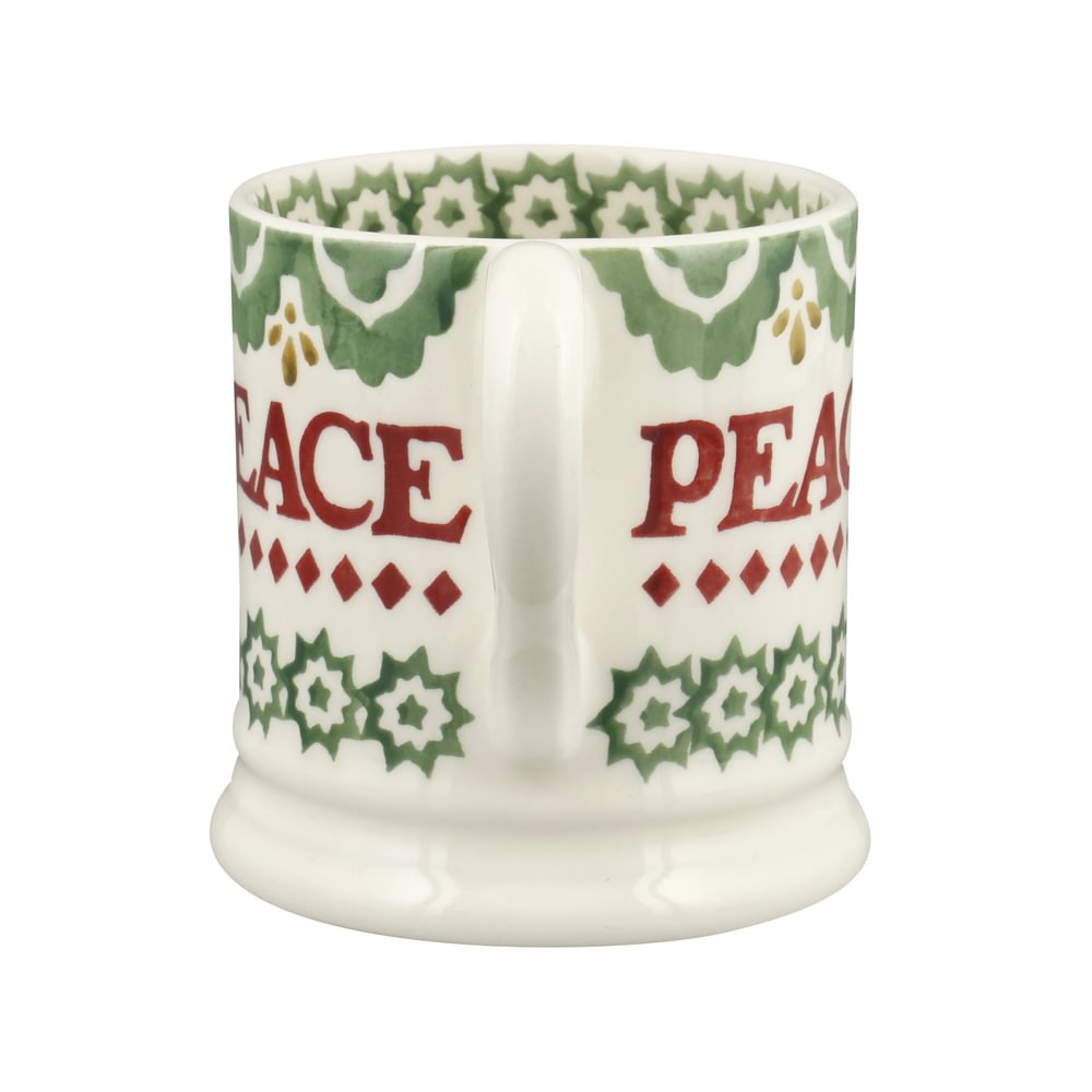 Seconds Christmas Joy Peace 1/2 Pint Mug - Unique Handmade & Handpainted English Earthenware Tea/Coffee Mug | Emma Bridgewater - Christmas Tableware - Image 2
