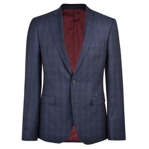Magee 1866 Navy Checked 3-Piece Tailored Fit Jacket - 36R
