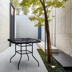 Black Square Garden Tempered Glass Marble Coffee Table