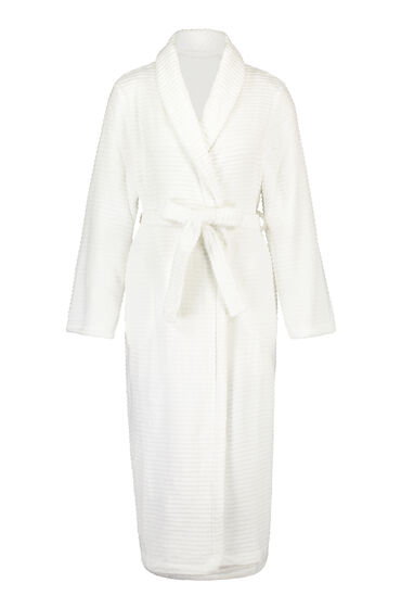 Hunkemöller Long Fleece Ribbed Bathrobe White - Image 2