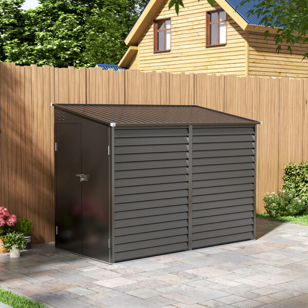 270CM W Waterproof Weather-resistant Stainless Steel Lockable Garden Motorbike Shed Motorcycle Storage Shed