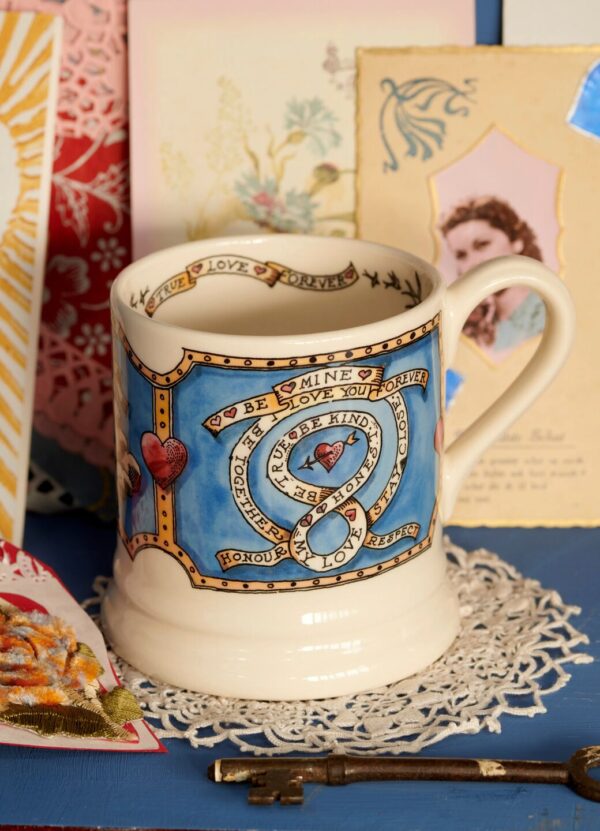 Emma Bridgewater  Seconds Valentines Mine Forever 1/2 Pint Mug - Unique Handmade & Handpainted English Earthenware Tea/Coffee Mug