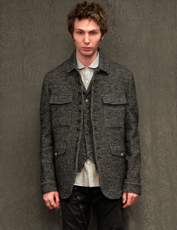 IMMORTAL Monaco Car Coat - Tweed Charcoal and Black | Size: S