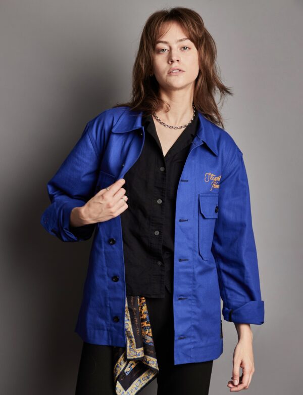 Cotton Workshirt with ST Embroidered in Electric Blue | Size: S