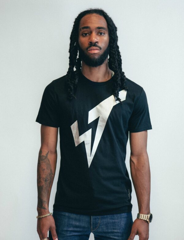 Silver ST Logo Tee in Black. | Size: S