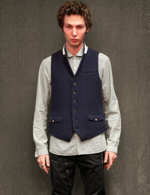 IMMORTAL Silverstone Navy Waffle Waistcoat | Size: XL