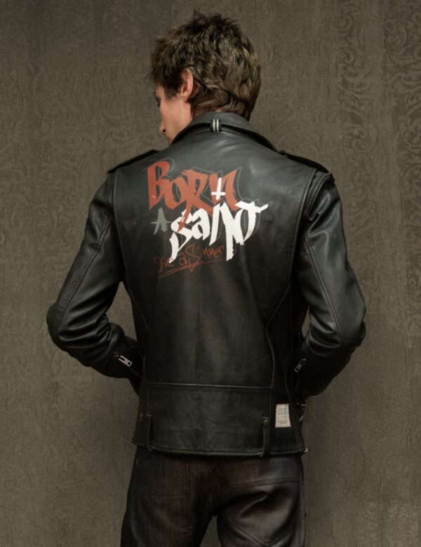 Born Saint Leather Biker Jacket in Black | Size: M