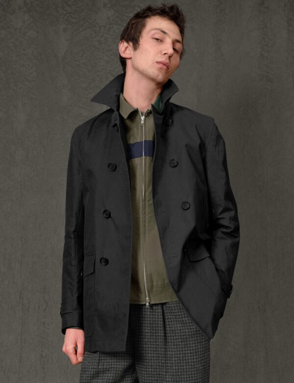 Double Breasted Oliver Spencer Trench Coat - Black | Size: 42