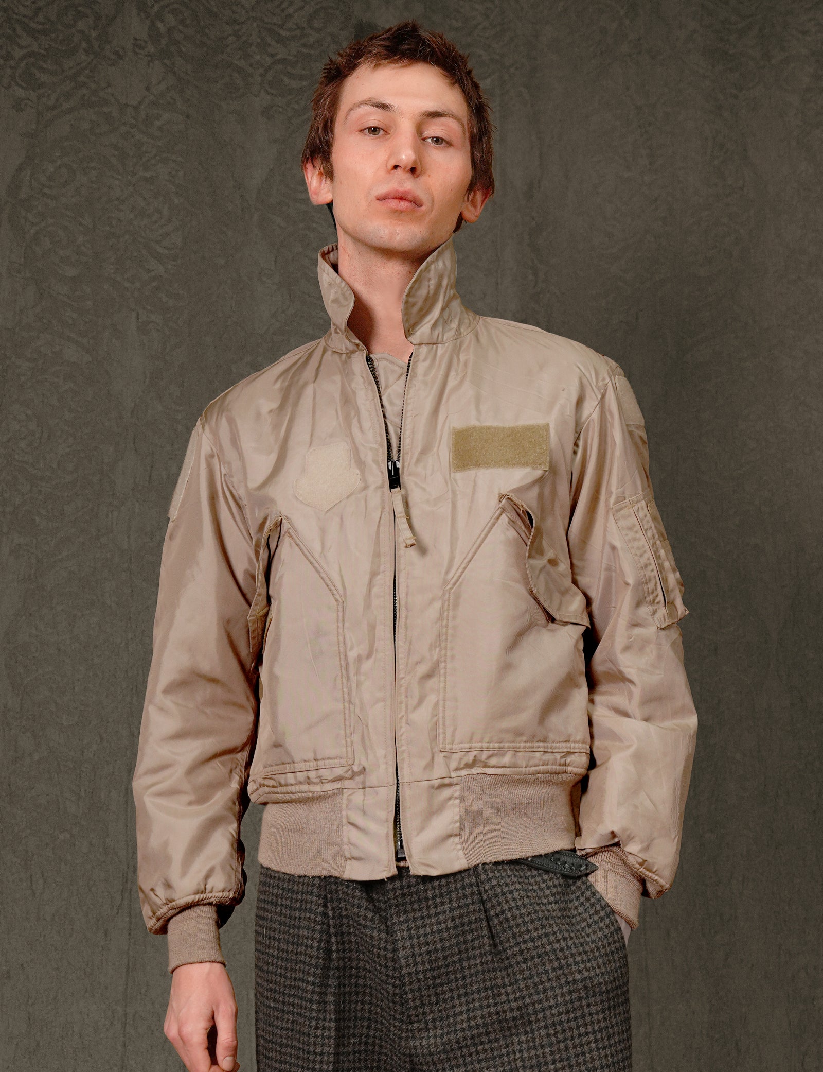 USAF Beige Flight Bomber Jacket in Beige | Size: M/L