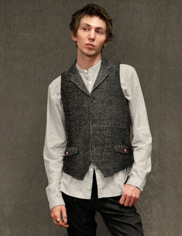 IMMORTAL Black and White Bouclé Tweed Waistcoat | Size: M