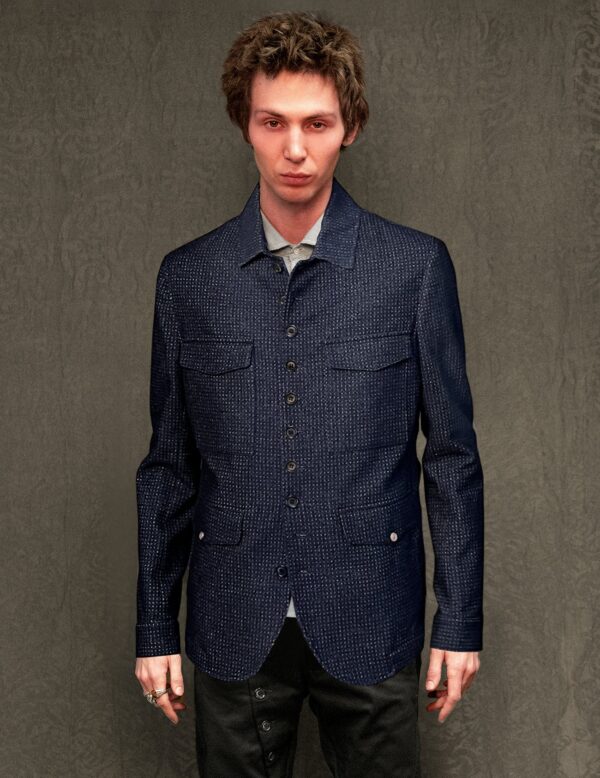 IMMORTAL Monaco Car Coat in Navy Micro Dot | Size: L