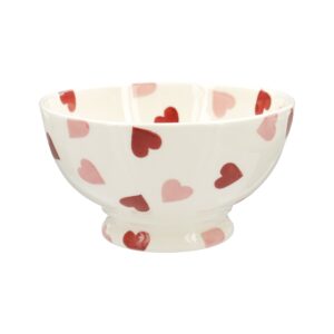 Emma Bridgewater | Seconds Pink Hearts French Bowl - Unique Handmade & Handpainted English Earthenware Decorative Plates