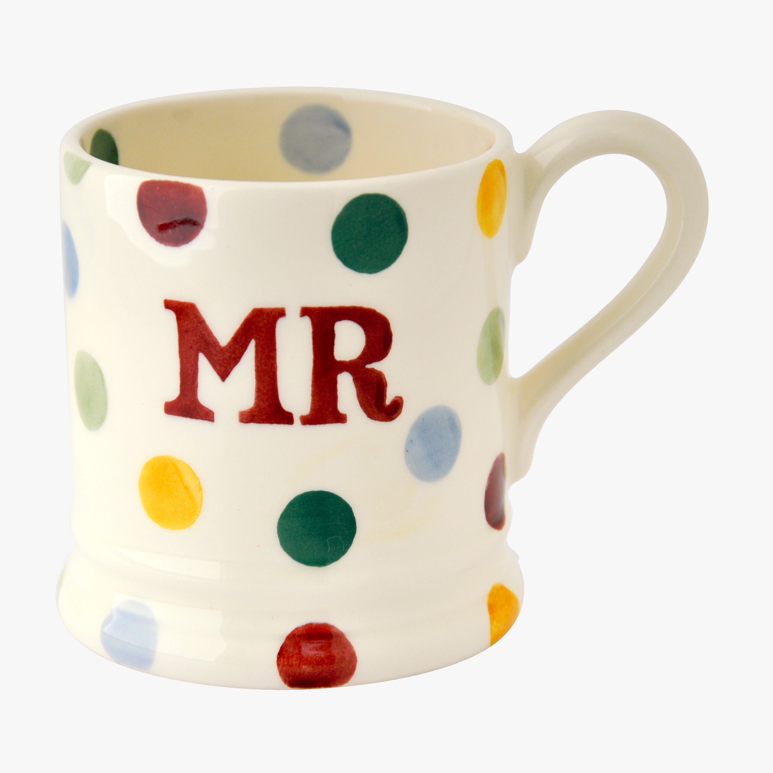 Emma Bridgewater | Seconds Polka Dot Mr 1/2 Pint Mug - Unique Handmade & Handpainted English Earthenware Tea/Coffee Mug - Image 2