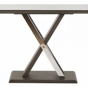 Xavi Grey Glass Top Console Table with X Pedestal Base