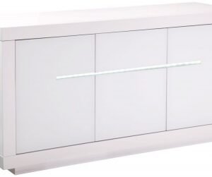 Monte Carlo White Gloss 155cm Medium Sideboard with LED Lights - 3 Doors