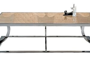 Aurora Marble Coffee Table with Stainless Steel Base - Variation Available