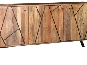 Chamba Mango Wood 160cm Large Sideboard with Geomatric Pattern