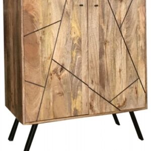 Chamba Mango Wood Wine Rack with Geomatric Pattern