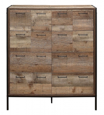 Urban Rustic Wood Effect Industrial Style Multi Drawer Chest