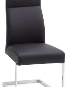 Set of 2 Dante Black Faux Leather Cantilever Dining Chair with Chrome Base