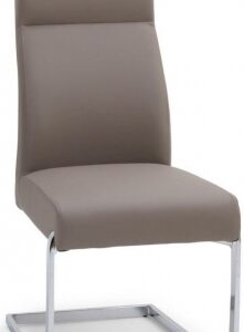 Set of 2 Dante Taupe Faux Leather Cantilever Dining Chair with Chrome Base