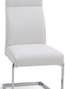 Set of 2 Dante White Faux Leather Cantilever Dining Chair with Chrome Base