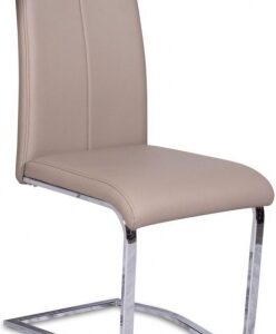 Set of 2 Gabi Taupe Faux Leather Cantilever Dining Chair with Chrome Base