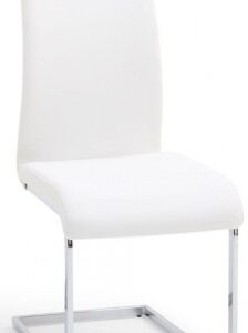 Set of 2 Paolo White Faux Leather Cantilever Dining Chair with Chrome Base