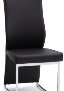 Set of 2 Remo Black Faux Leather Dining Chair with Chrome Base