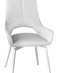 Set of 2 Spinello White Faux Leather Dining Chair with Chrome Base