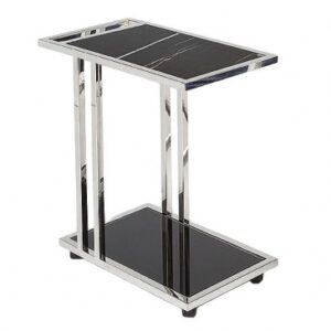 Tray Marble and Glass Accent Table with Steel Base - Variation Available