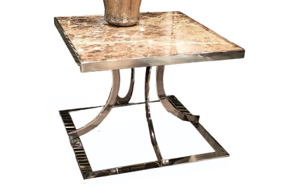 Aurora Marble Lamp Table with Stainless Steel Base - Variation Available