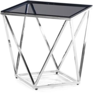 Pirlo Smoked Glass and Chrome Side Table