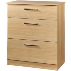 Contrast Elm Wood 3 Drawer Deep Chest