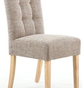 Set of 2 Moseley Stitched Waffle Tweed Oatmeal Dining Chair in Natural Legs