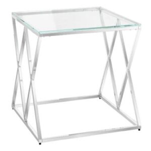 Victor Glass and Chrome Side Table