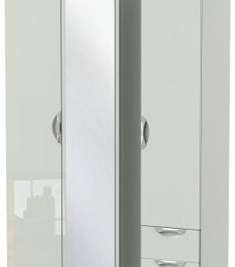 Camden Cashmere 3 Door Tall Combi Wardrobe - 1 Mirror and RHF 2 Drawers