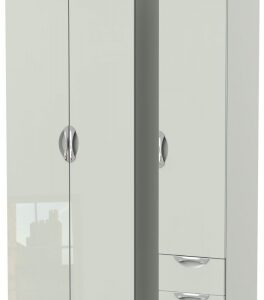 Camden Gloss Cashmere 3 Door Tall Triple Wardrobe - RHF 2 Drawers