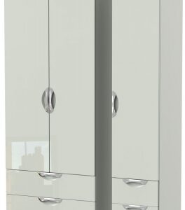 Camden Cashmere 3 Door Tall Triple Wardrobe - 4 Drawers
