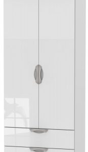 Camden White Gloss 2 Door 2 Drawer Tall Wardrobe