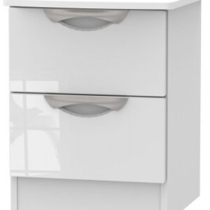Camden White Gloss 2 Drawer Bedside Cabinet