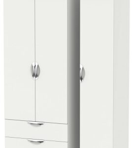 Camden Grey 3 Door Tall Triple Wardrobe - LHF 2 Drawers