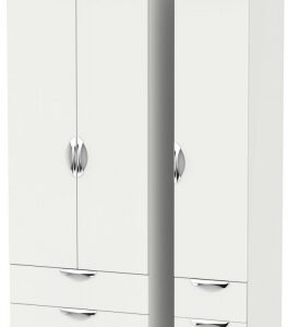 Camden Grey 3 Door Tall Triple Wardrobe - 4 Drawers