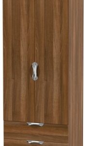 Camden Walnut Effect 2 Door 2 Drawer Tall Wardrobe