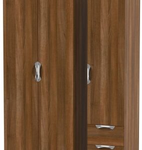 Camden Walnut Effect 3 Door Triple Wardrobe - RHF 2 Drawers